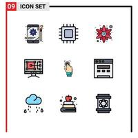 9 Creative Icons Modern Signs and Symbols of recognition fingerprint hardware repair computer Editable Vector Design Elements