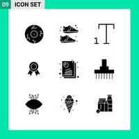 Set of 9 Modern UI Icons Symbols Signs for seo analysis report font analysis frame Editable Vector Design Elements