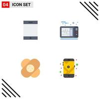 4 Universal Flat Icons Set for Web and Mobile Applications device wound electrocardiogram healthcare mobile Editable Vector Design Elements