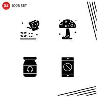 Pictogram Set of 4 Simple Solid Glyphs of farming tablets sprinkier nature disabled mobile Editable Vector Design Elements