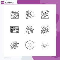 User Interface Pack of 9 Basic Outlines of sound module mountain mastering travel Editable Vector Design Elements