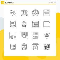 Pack of 16 creative Outlines of auction search computer interface communication Editable Vector Design Elements