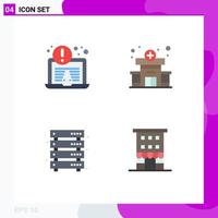 User Interface Pack of 4 Basic Flat Icons of antivirus storage clinic data buildings Editable Vector Design Elements