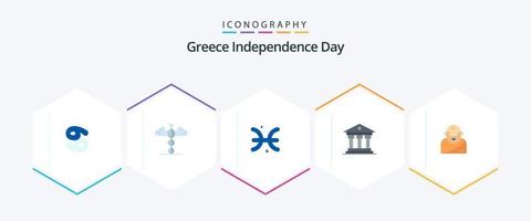 Greece Independence Day 25 Flat icon pack including greek. ireland. astrology. money. bank vector