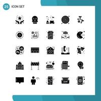 Pack of 25 Modern Solid Glyphs Signs and Symbols for Web Print Media such as bolt financial man cash aim Editable Vector Design Elements