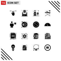 Modern Set of 16 Solid Glyphs and symbols such as body table alcohol iron home Editable Vector Design Elements