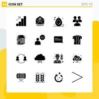 conjunto de 16 iconos de interfaz de usuario modernos signos de símbolos para elementos de diseño de vectores editables corporativos humanos de alimentos de archivo cdr de corel