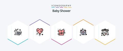 Baby Shower 25 FilledLine icon pack including mobile. infant. body. childhood. baby panty vector