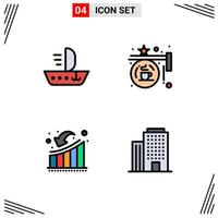 Pictogram Set of 4 Simple Filledline Flat Colors of sail businessman vessel hanging downfall Editable Vector Design Elements