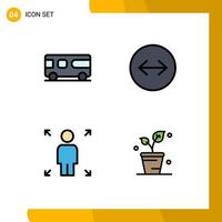 Universal Icon Symbols Group of 4 Modern Filledline Flat Colors of bus person vehicle swipe arrows ecology Editable Vector Design Elements