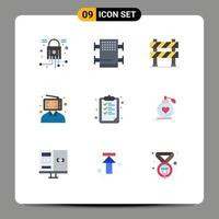 9 Universal Flat Color Signs Symbols of paper man boundary digital content Editable Vector Design Elements