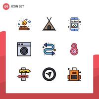9 iconos creativos signos y símbolos modernos de lavado interior galería muebles imagen elementos de diseño vectorial editables vector