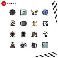 conjunto de 16 iconos de interfaz de usuario modernos signos de símbolos para interfaz de audio de música copa de acordeón elementos de diseño de vectores creativos editables