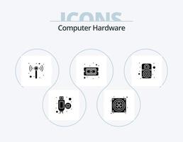 paquete de iconos de glifo de hardware de computadora 5 diseño de iconos. . sonido. inalámbrico. hardware. hardware vector