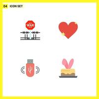 Set of 4 Commercial Flat Icons pack for combat report occupation love share Editable Vector Design Elements