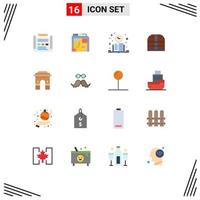 Group of 16 Flat Colors Signs and Symbols for security money computer box schedule Editable Pack of Creative Vector Design Elements