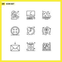 Group of 9 Modern Outlines Set for analytics shirt pc sewing accessories Editable Vector Design Elements