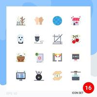 Set of 16 Modern UI Icons Symbols Signs for skull store salat shop multimedia Editable Pack of Creative Vector Design Elements