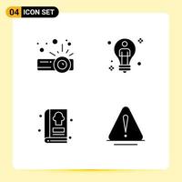 Stock Vector Icon Pack of 4 Line Signs and Symbols for device cooking bulb man kitchen Editable Vector Design Elements