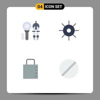 Set of 4 Commercial Flat Icons pack for search key tool lab protect Editable Vector Design Elements