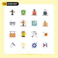 16 Universal Flat Color Signs Symbols of credit security test secure padlock Editable Pack of Creative Vector Design Elements