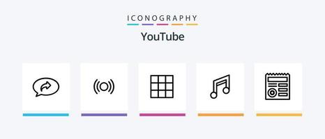 Youtube Line 5 Icon Pack Including basic. ui. essential. basic. document. Creative Icons Design vector