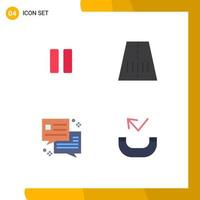 User Interface Pack of 4 Basic Flat Icons of control office vedio transport missed Editable Vector Design Elements