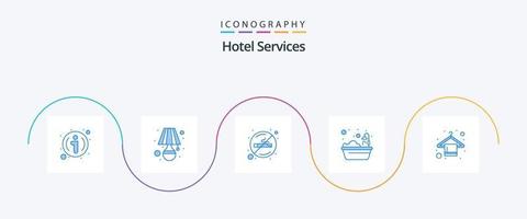 Hotel Services Blue 5 Icon Pack Including wardrobe. shower. healthcare. hotel. bath vector