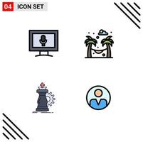 Pictogram Set of 4 Simple Filledline Flat Colors of monitor knight hammock strategy personal Editable Vector Design Elements