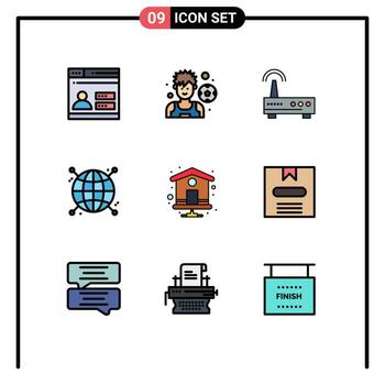 Universal Icon Symbols Group of 9 Modern Filledline Flat Colors of index page home wifi network focus Editable Vector Design Elements