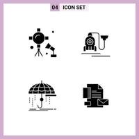 Modern Set of 4 Solid Glyphs and symbols such as illumination finance studio lightning machine insurance Editable Vector Design Elements