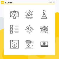 9 Universal Outline Signs Symbols of navigation view car menu details Editable Vector Design Elements