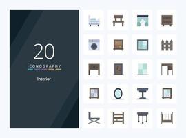 20 Interior Flat Color icon for presentation vector