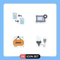 Flat Icon Pack of 4 Universal Symbols of archive hardware page circuit real Editable Vector Design Elements