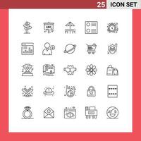 Group of 25 Lines Signs and Symbols for watch stop dinner money radio button Editable Vector Design Elements