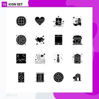 Set of 16 Modern UI Icons Symbols Signs for food leprechaun algorithm irish plan Editable Vector Design Elements