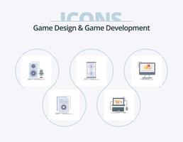 Game Design And Game Development Flat Icon Pack 5 Icon Design. early. access. store. sound. microphone vector