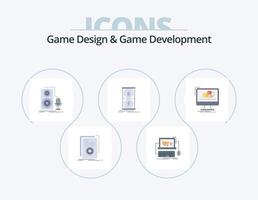 diseño de juegos y desarrollo de juegos paquete de iconos planos 5 diseño de iconos. temprano. acceso. Tienda. sonido. micrófono vector