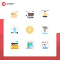 9 User Interface Flat Color Pack of modern Signs and Symbols of business left checkout arrow user Editable Vector Design Elements