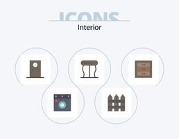 paquete de iconos planos interiores 5 diseño de iconos. gabinetes mesa. puerta. interior. ronda vector