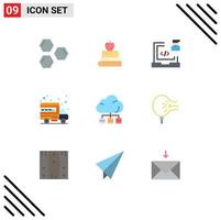 User Interface Pack of 9 Basic Flat Colors of domain international education hosting laptop Editable Vector Design Elements