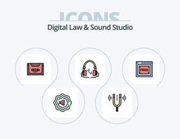 ley digital y línea de estudio de sonido llena de iconos paquete 5 diseño de iconos. tecnologia acceso libre. sonido. carrete. registro vector