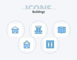 Buildings Blue Icon Pack 5 Icon Design. city building. apartments. home. store. shop front vector