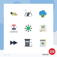 Modern Set of 9 Flat Colors and symbols such as pi education mountain data cloud Editable Vector Design Elements