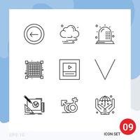 Stock Vector Icon Pack of 9 Line Signs and Symbols for wireframe layout disease view grid Editable Vector Design Elements