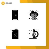 Universal Icon Symbols Group of 4 Modern Solid Glyphs of education fuel database server laboratory Editable Vector Design Elements