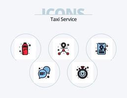 línea de servicio de taxi lleno de icono paquete 5 diseño de icono. . taxi. móvil. signo. pagar dinero vector