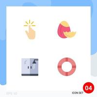 4 Universal Flat Icons Set for Web and Mobile Applications click plumber gestures egg shower Editable Vector Design Elements