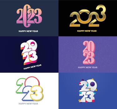 Big Set of 2023 Happy New Year logo text design 2023 number design template vector
