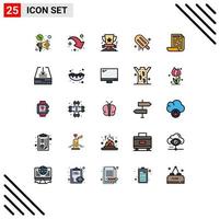 Universal Icon Symbols Group of 25 Modern Filled line Flat Colors of document file win usa cream Editable Vector Design Elements